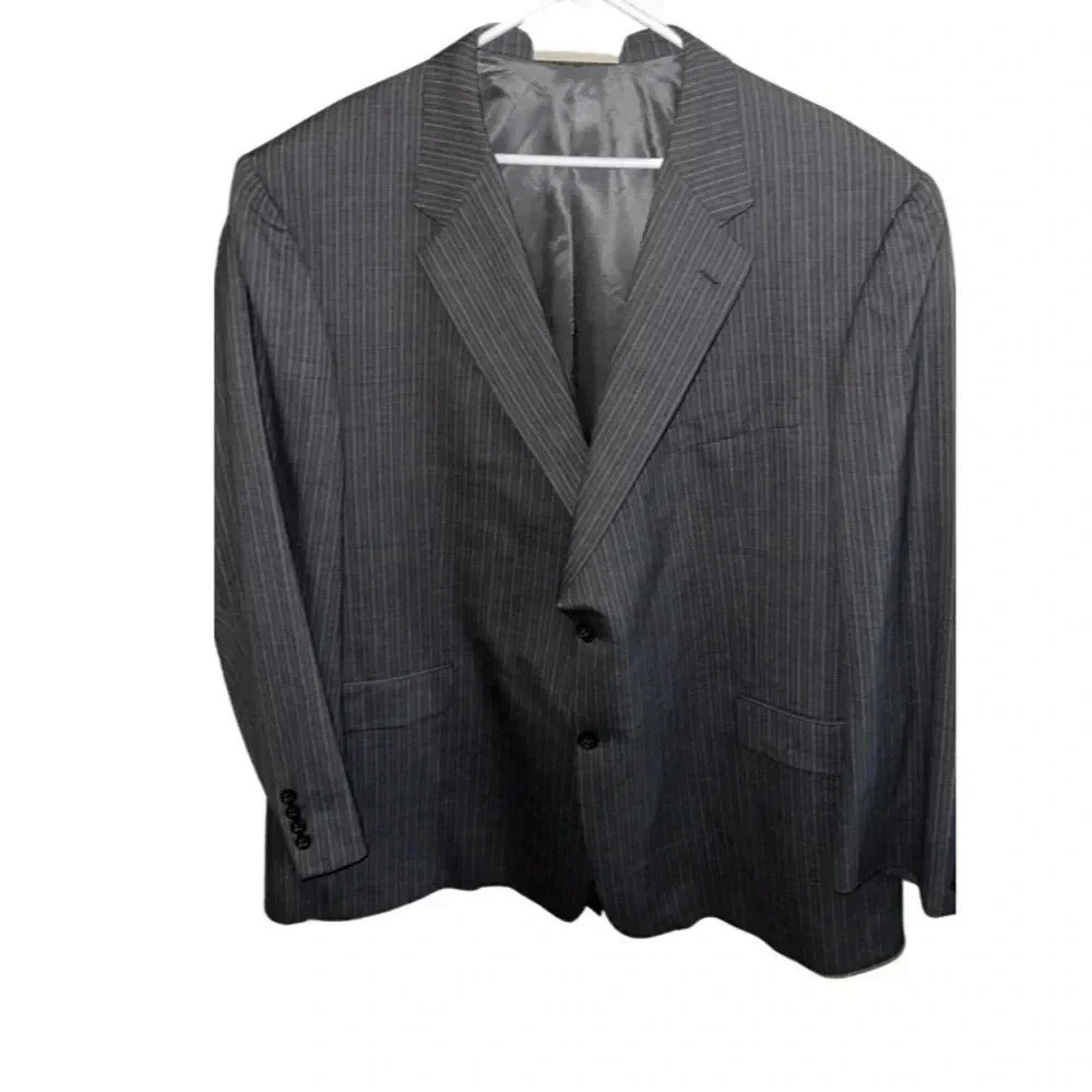 Burberry Gray Pinstripe Suit Jacket Size 54R